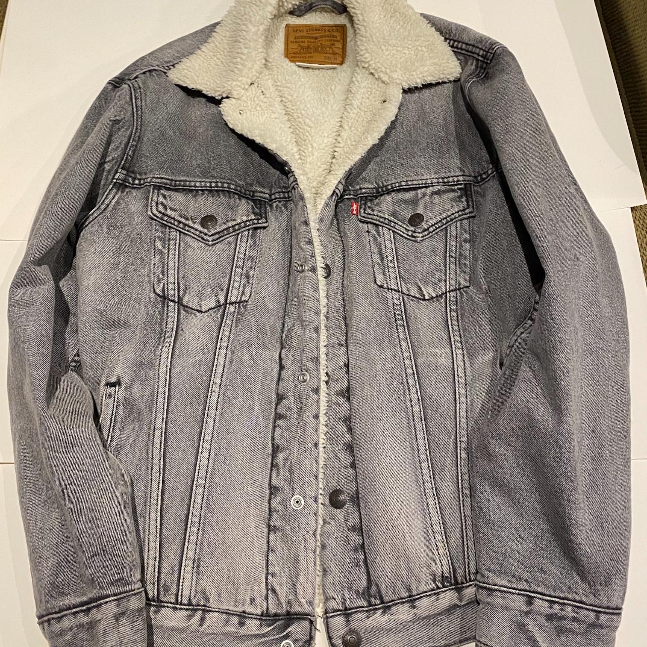 Levi's Grey Jean Jacket (Medium) Vintage Fit Sherpa... - Depop