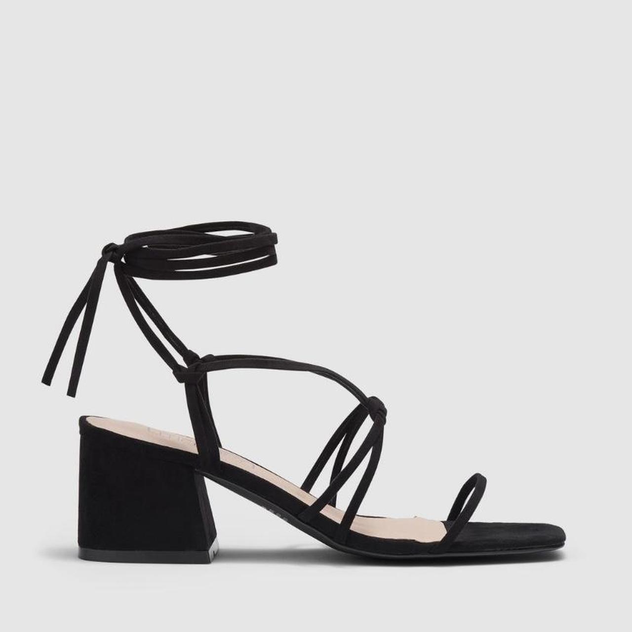 tie up block heels black