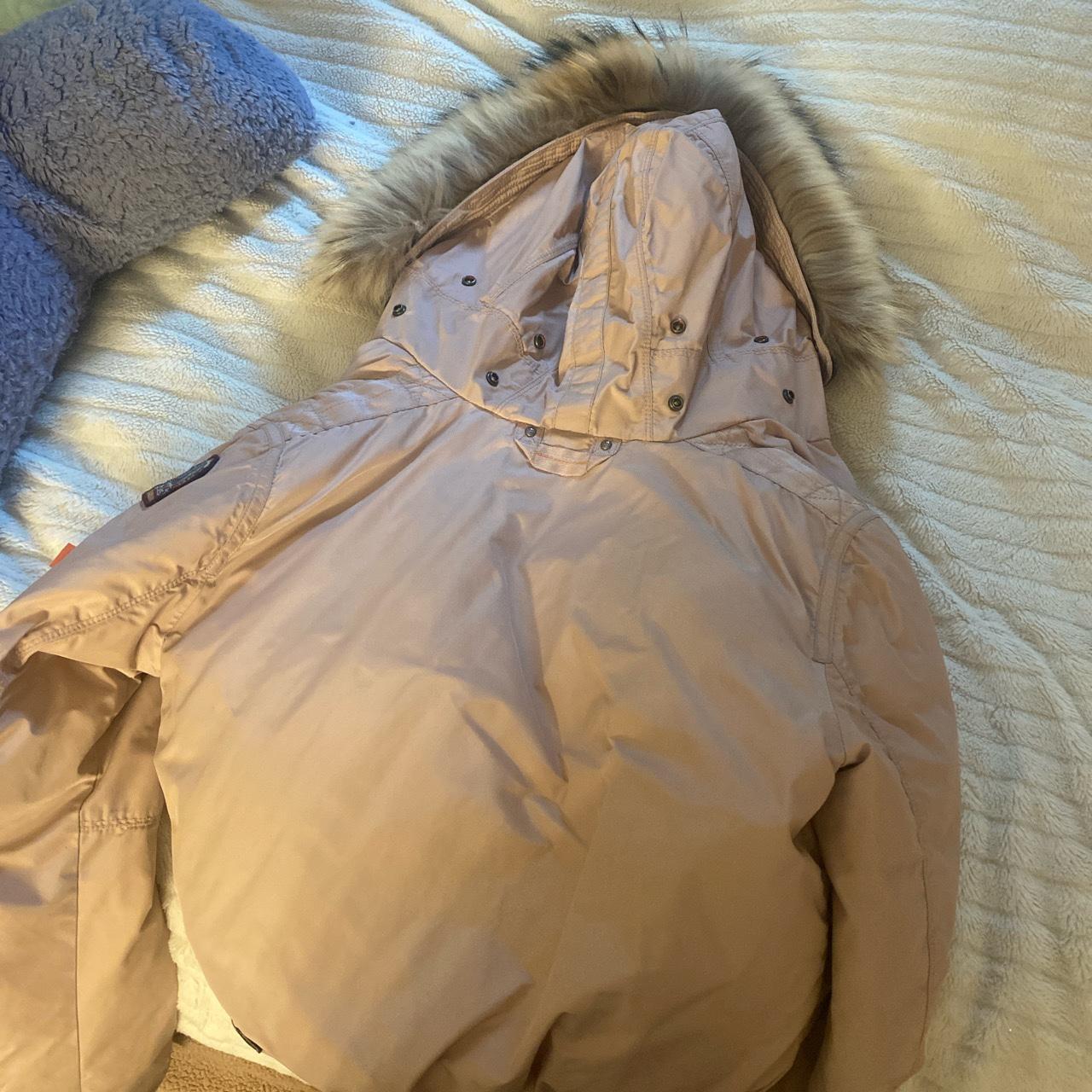 Girls Pink parajumper coat young large Fits size... Depop