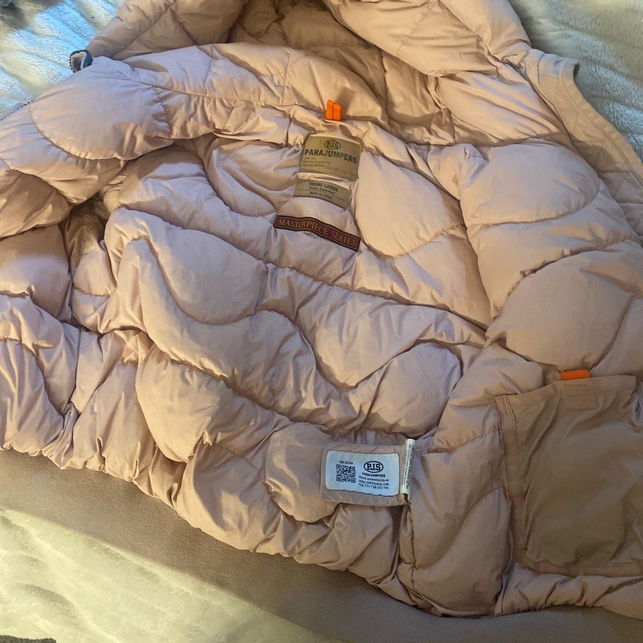 Girls Pink parajumper coat young large Fits size... Depop