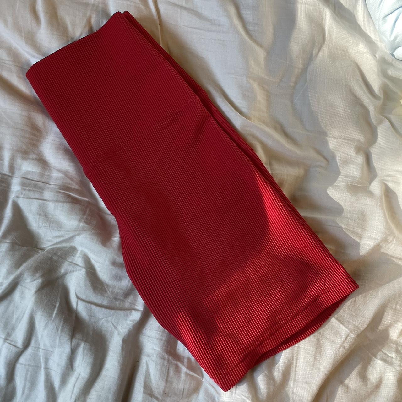 womens red biker shorts