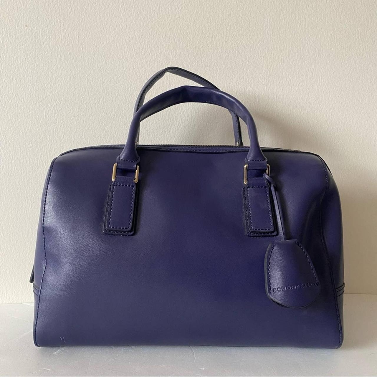 NWT BCBGMAXAZRIA Edie Day Bowler Leather Bag in Blue Depop