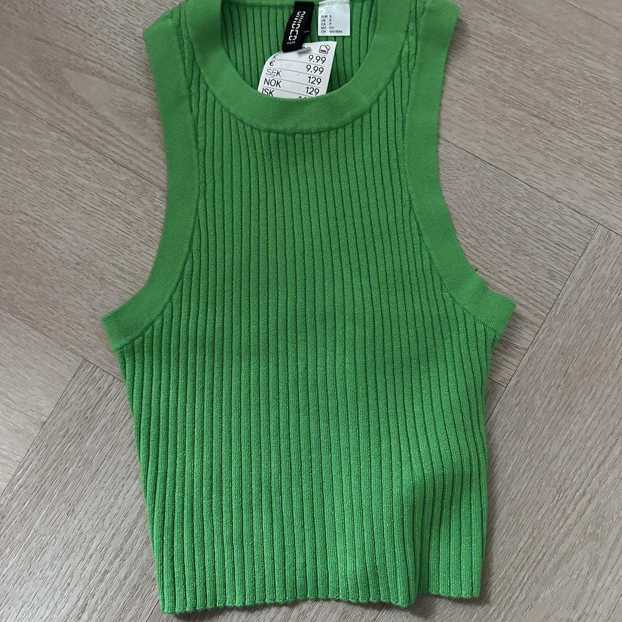 H&M green crop racer top Size S BNWT - Depop