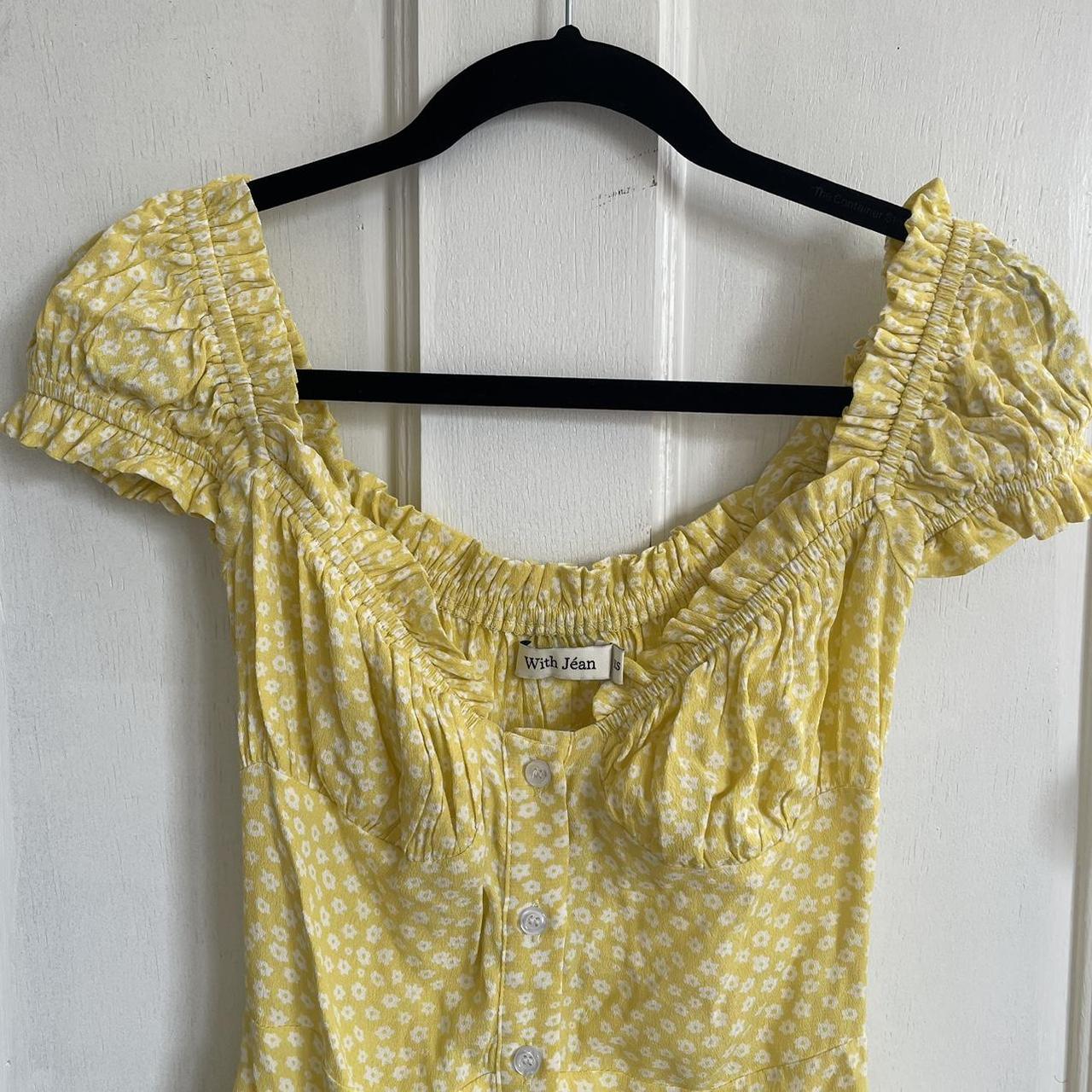 With Jean Isabelle Yellow Dress Floral XS worn 3... - Depop