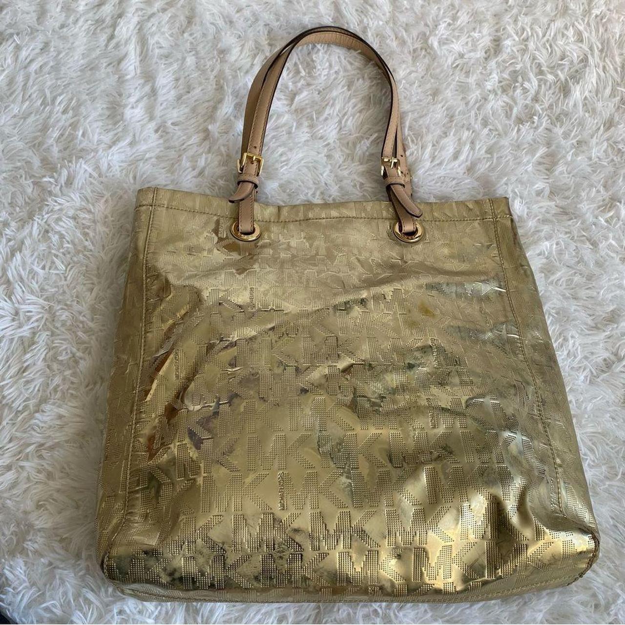 Canvas Monogram Michael Kors tote bag with gold - Depop