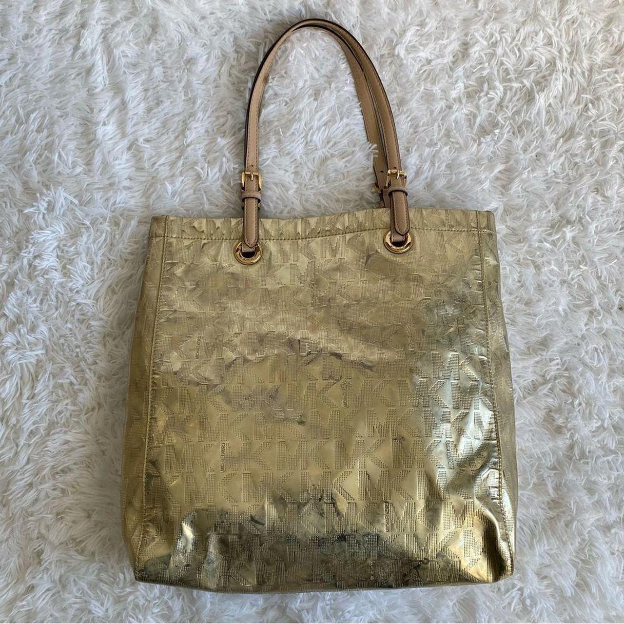 Canvas Monogram Michael Kors tote bag with gold - Depop