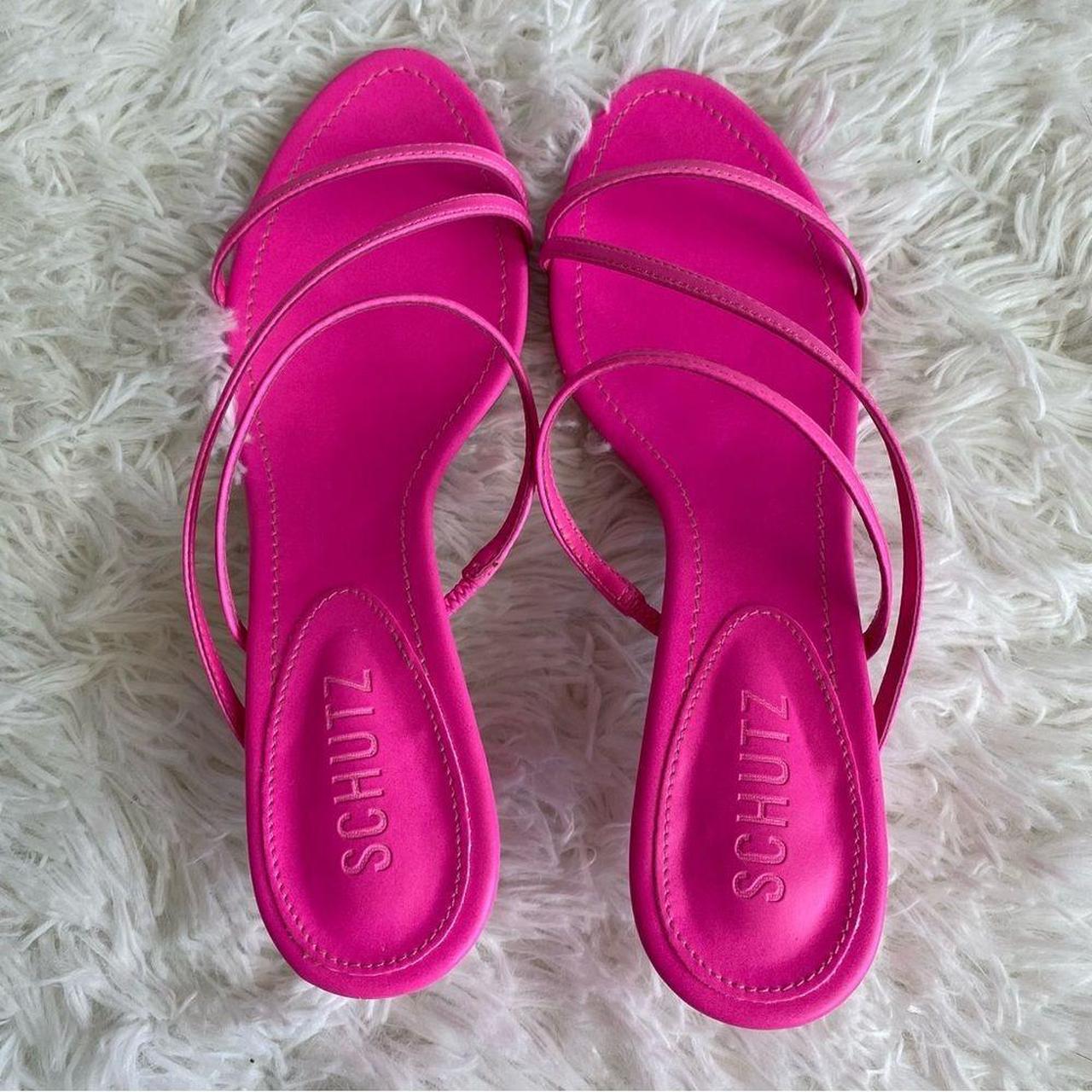 SCHUTZ Evenise Hot Pink Strappy Leather Slip On Heel Depop