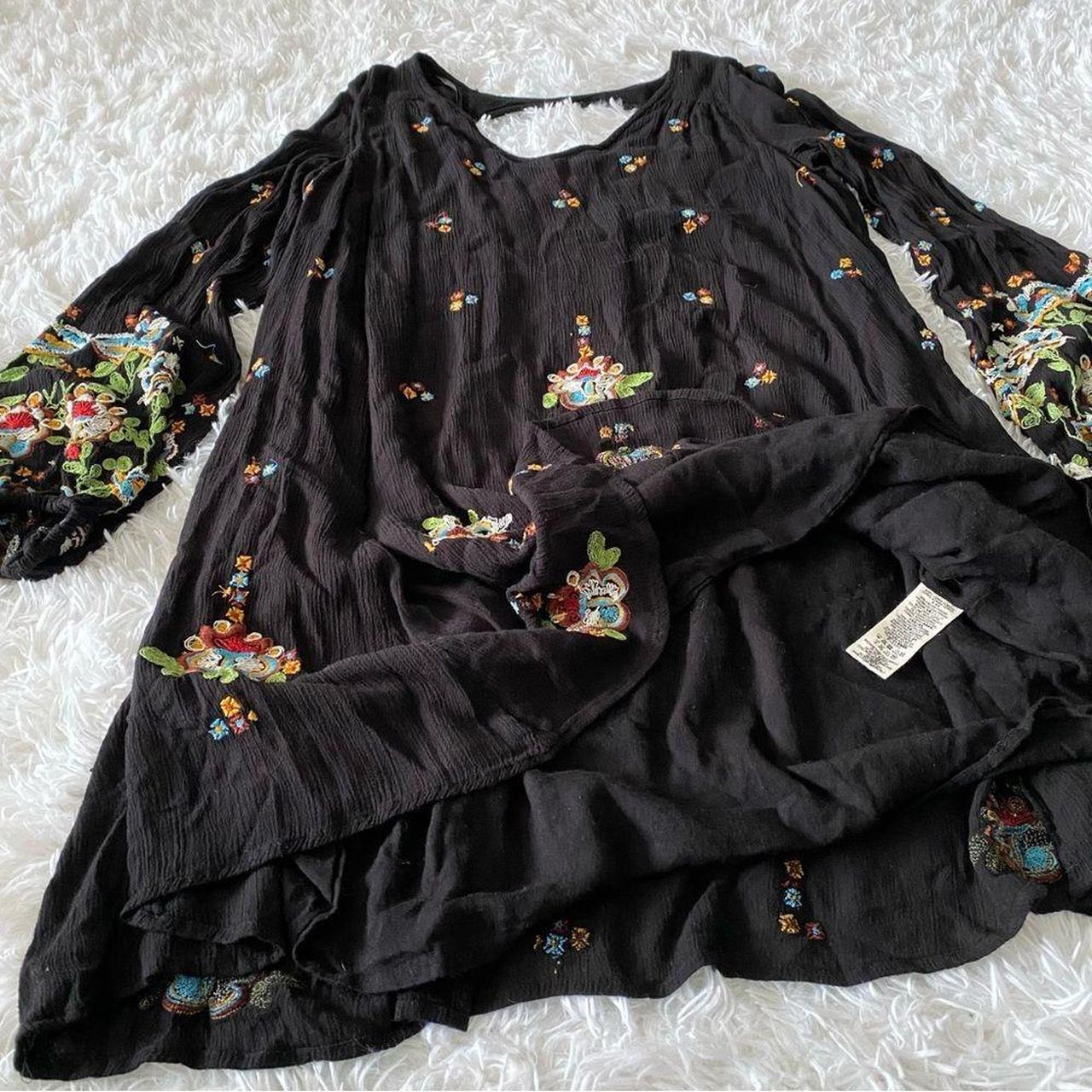 Free people clearance black embroidered dress