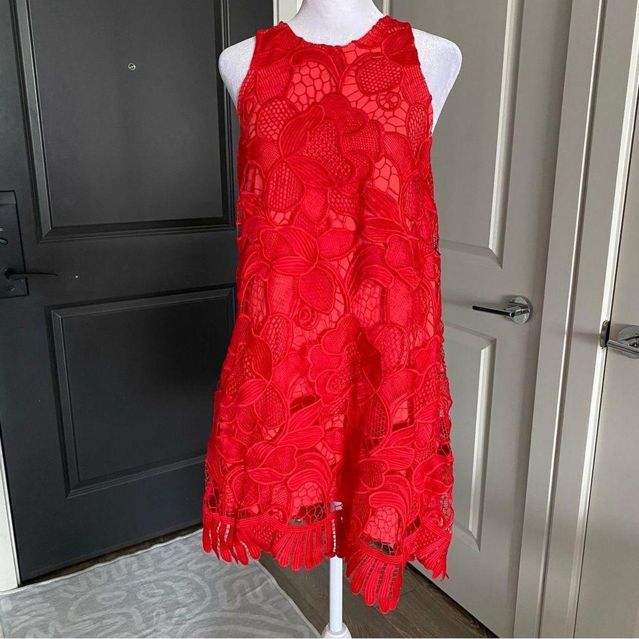 Red lace fashion shift dress