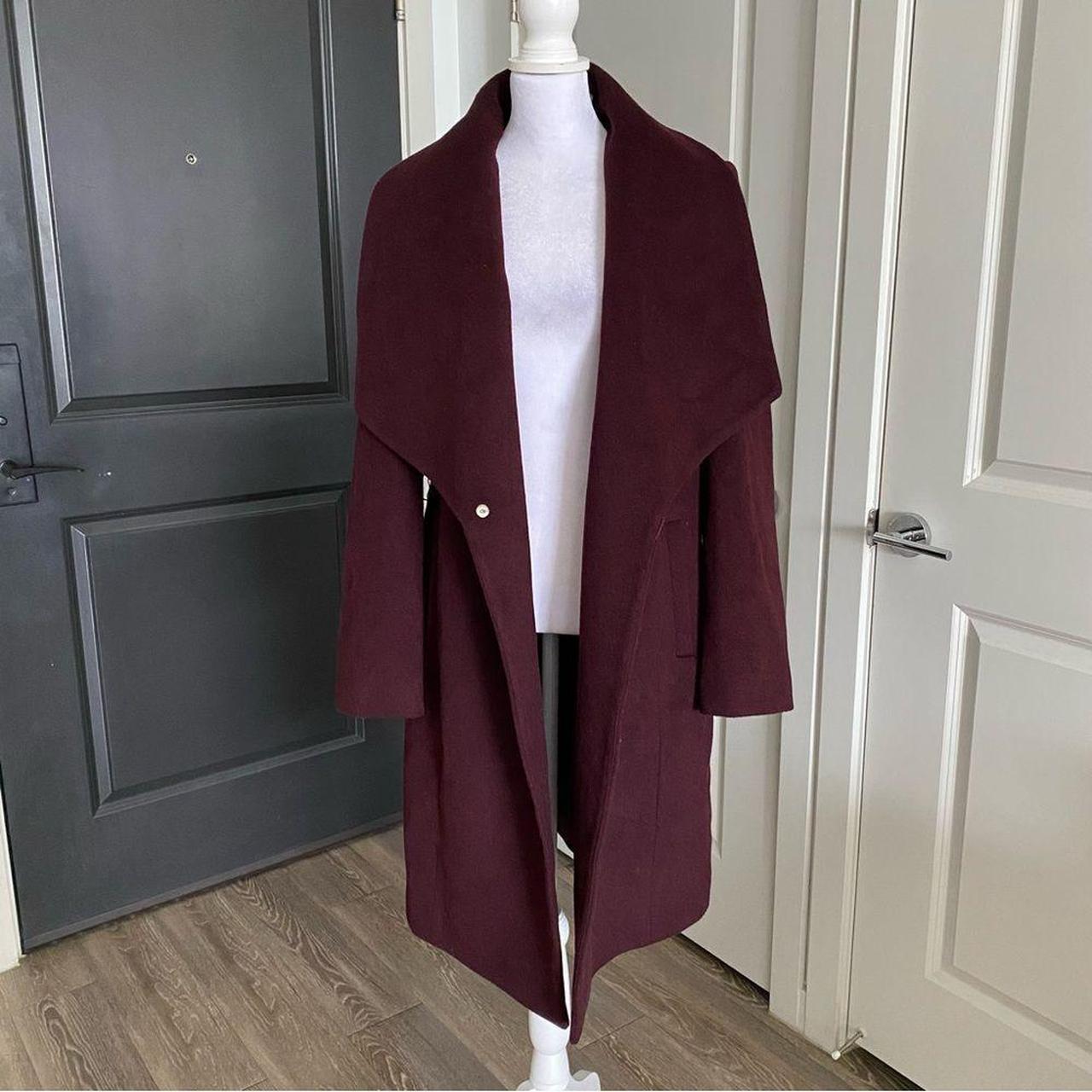 Cole Haan Slick Wrap Wool Coat in Bordeaux Red Size Depop