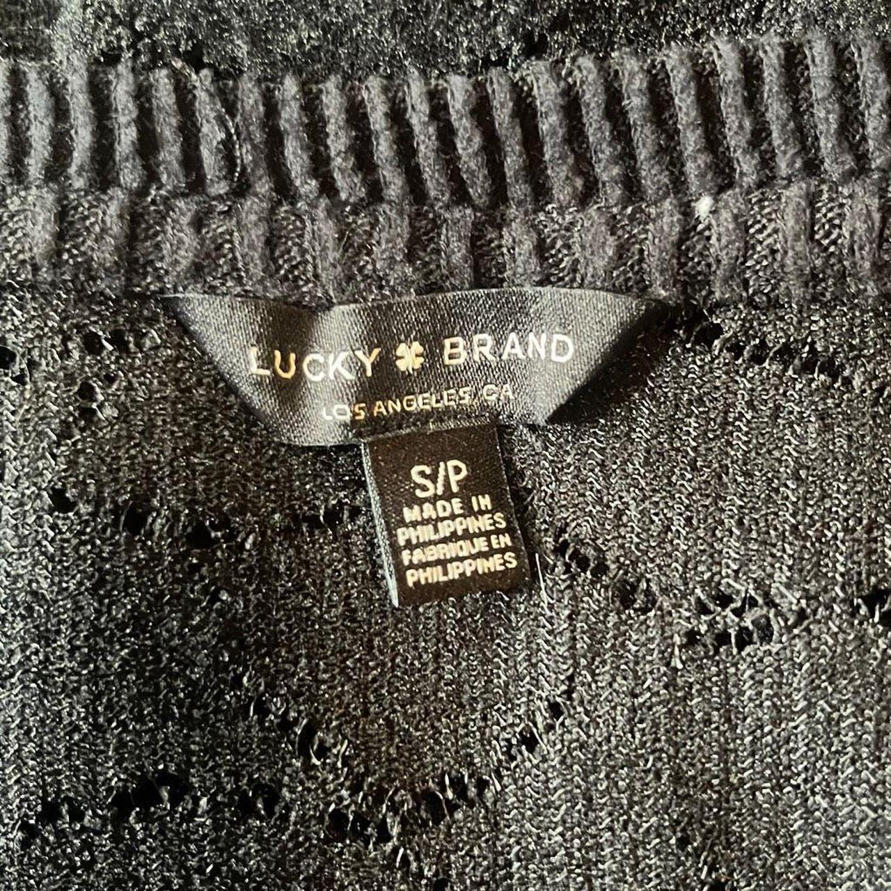Lucky Brand Women's Black Pullover Crochet Knit Long - Depop