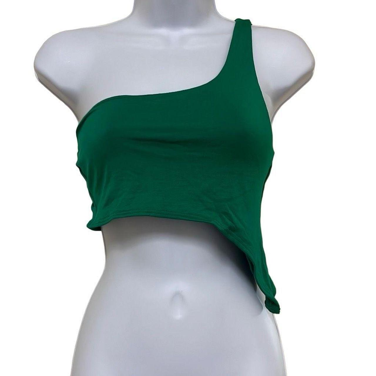 Naked Wardrobe Womens Medium Bandeau Crop Top Green... - Depop