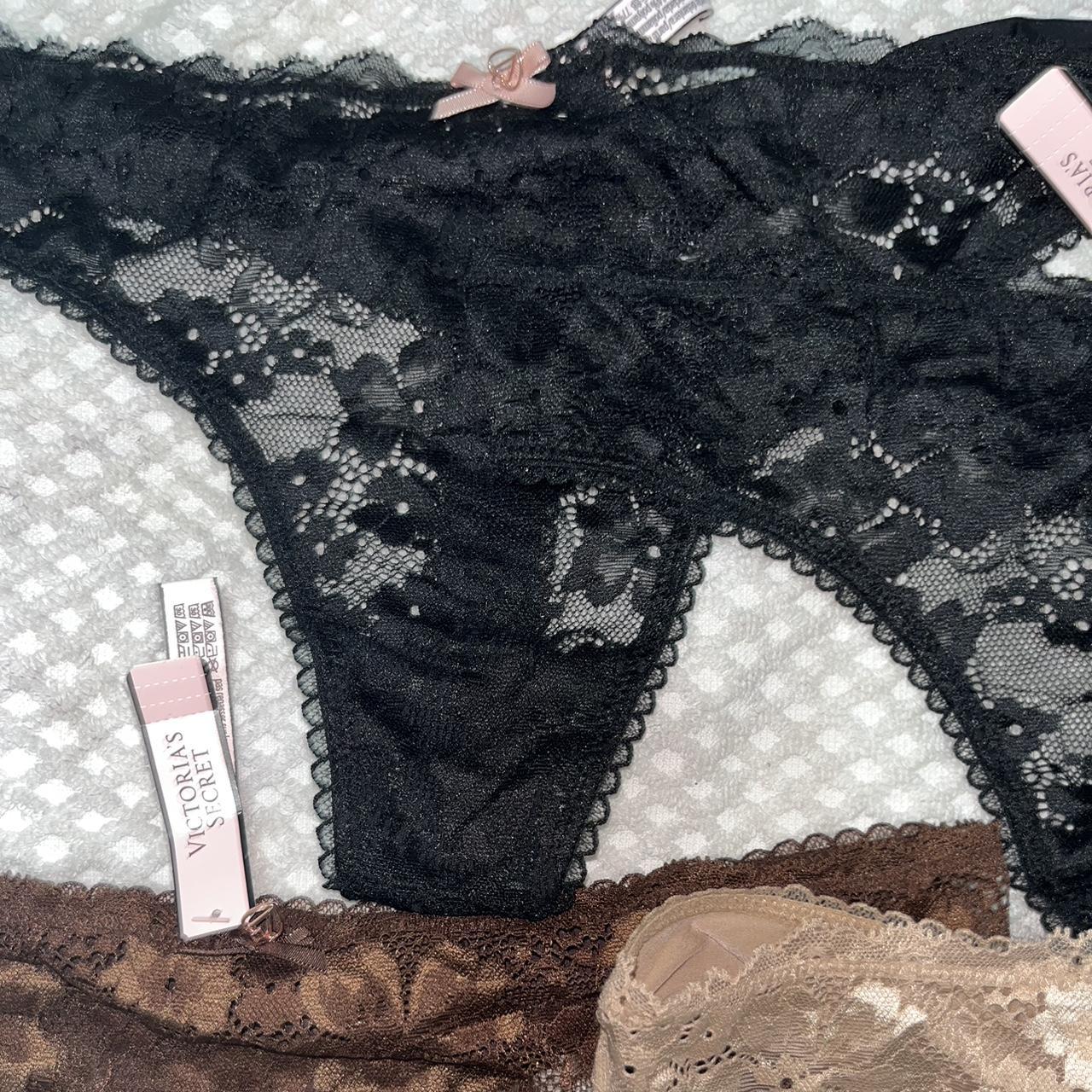 Victoria's Secret Women's Black and Brown Panties Depop