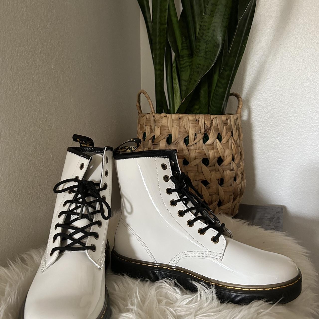 Shiny white doc martens online