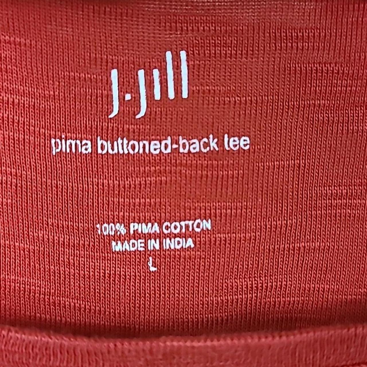 J Jill Solid Red Pima Cotton Buttoned Back Boat Neck Depop