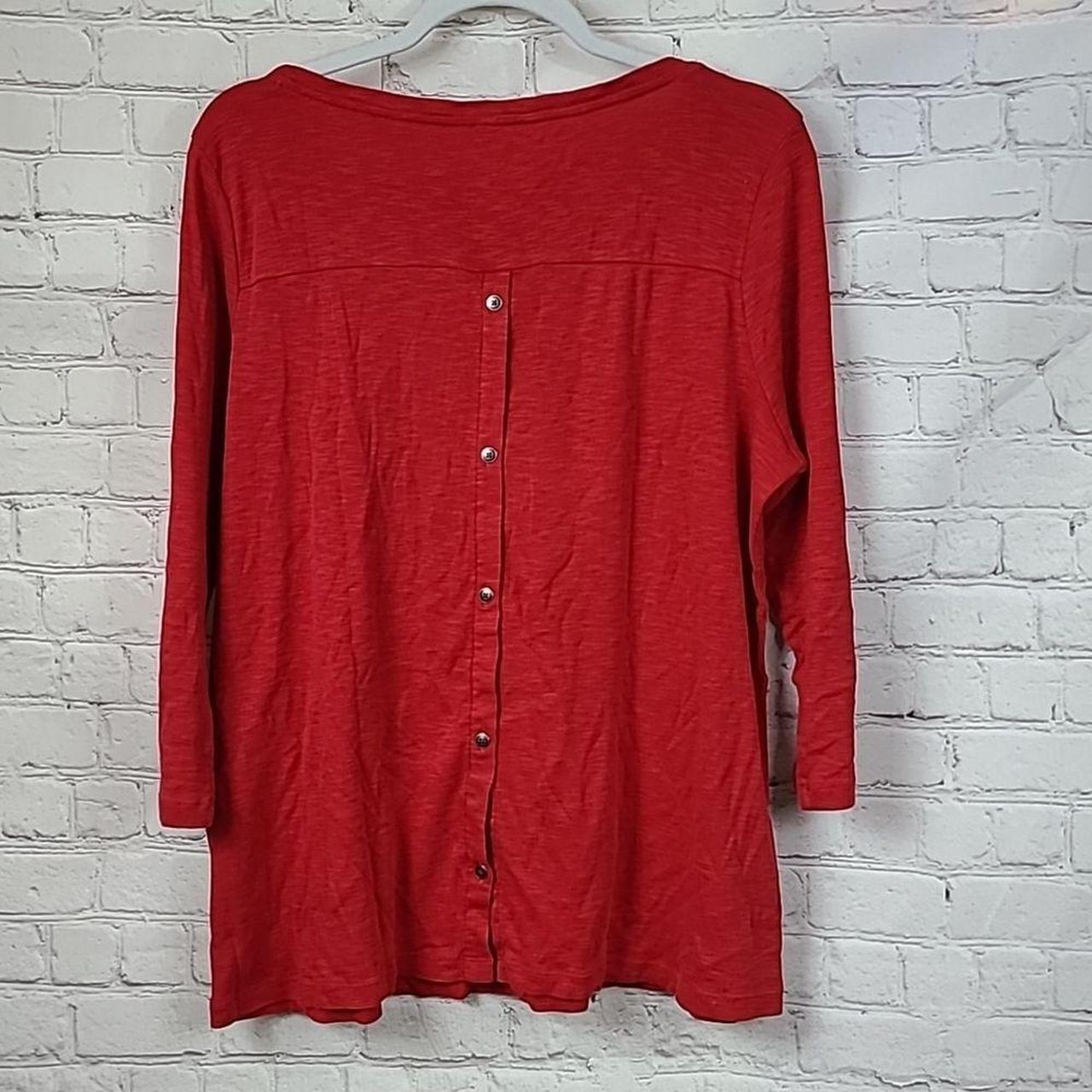 J Jill Solid Red Pima Cotton Buttoned Back Boat Neck Depop