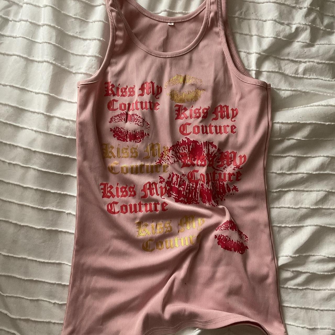 kiss my couture pink tank top 🎀 - worn once or - Depop