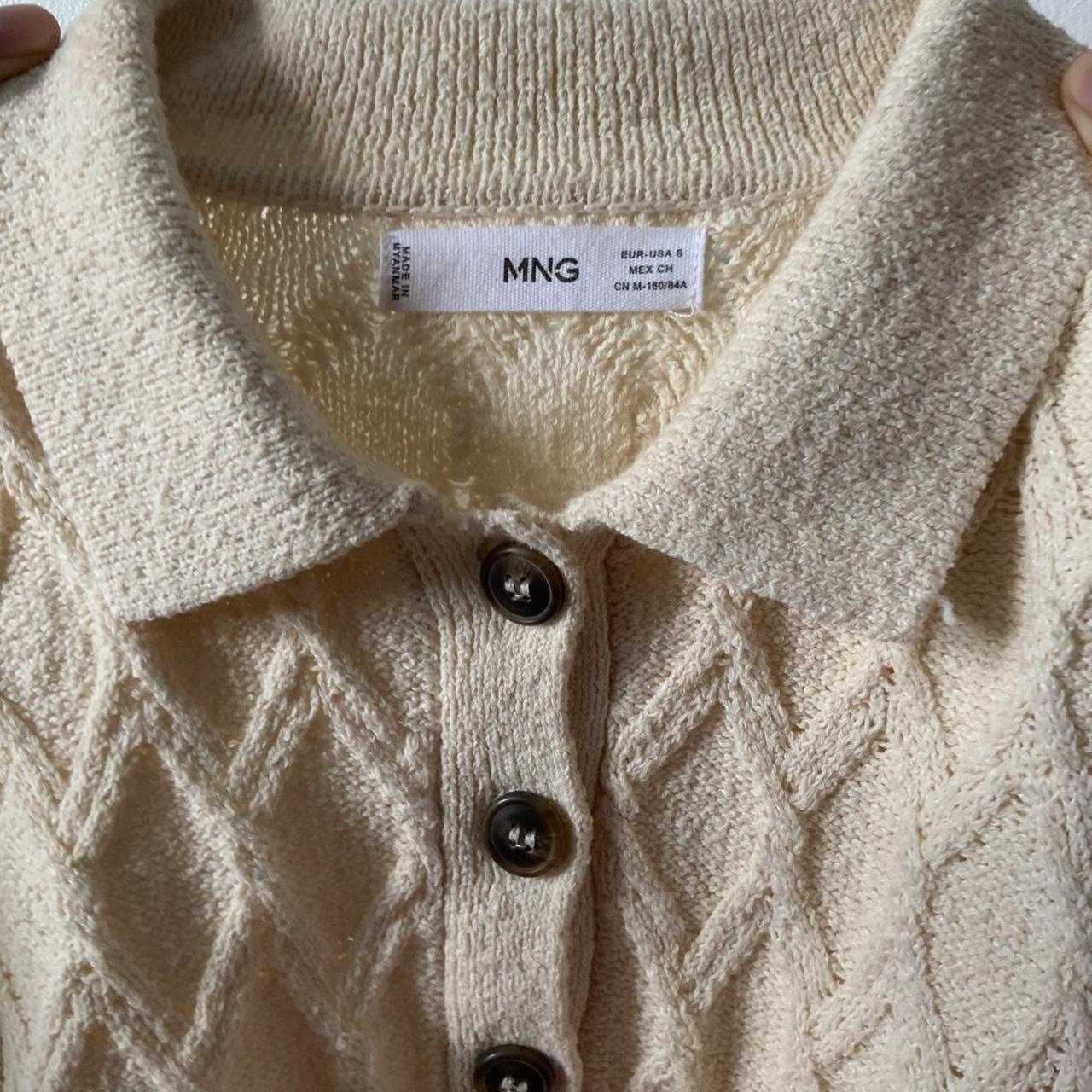 Mango Women's Cream and Brown Jumper Depop