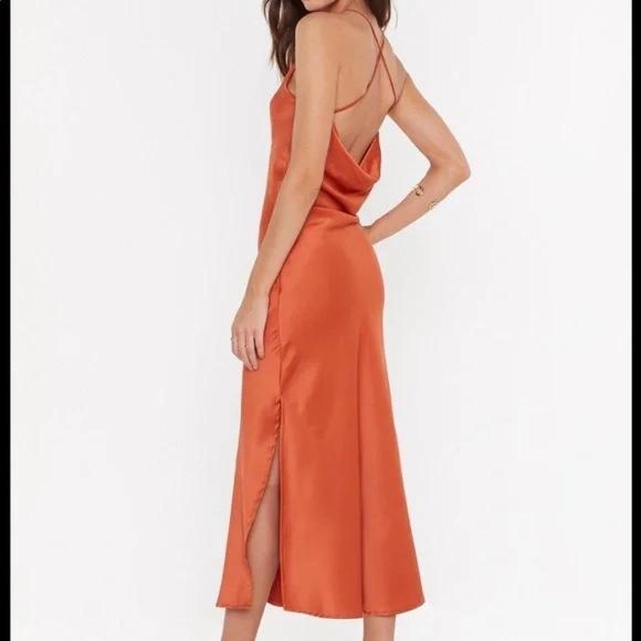 Nastygal orange silk dress size 14 FREE... Depop