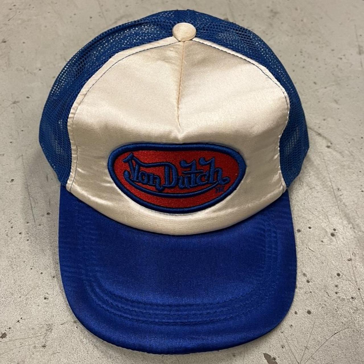 Von Dutch Women's White and Blue Hat | Depop