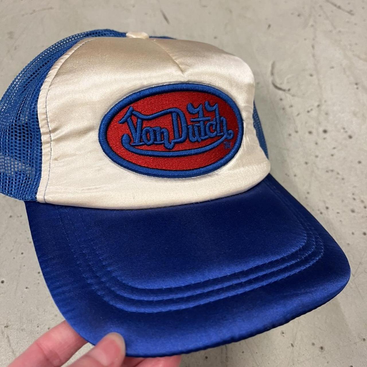 Von Dutch Women's White and Blue Hat | Depop