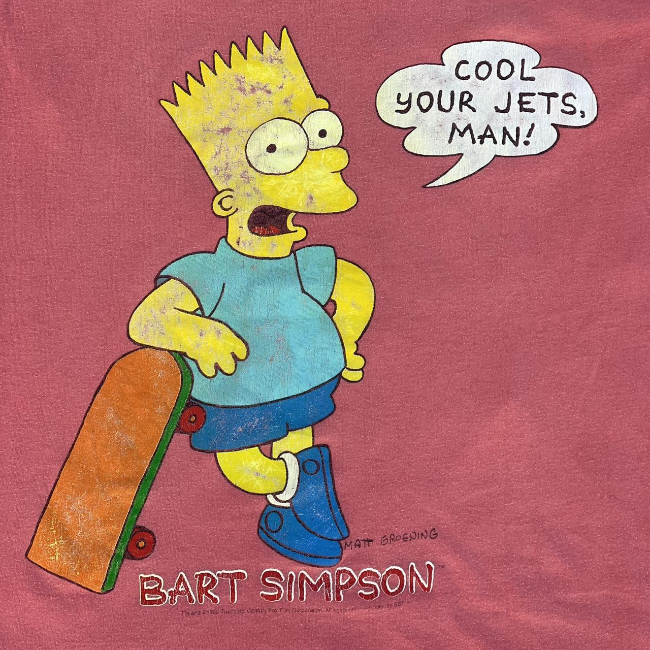 Vintage 1990 Bart Simpson Cool Your Jets Man Tee - Depop