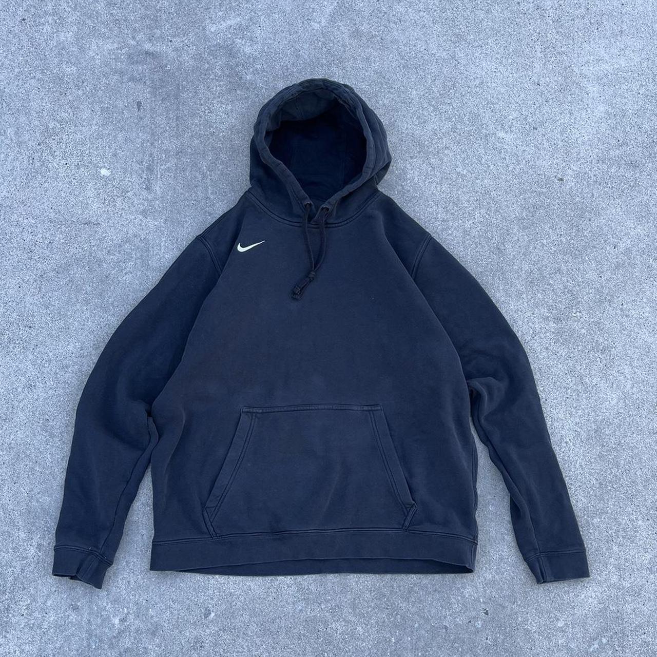 Boxy fit Black Nike Hoodie with some sun fade. - Depop