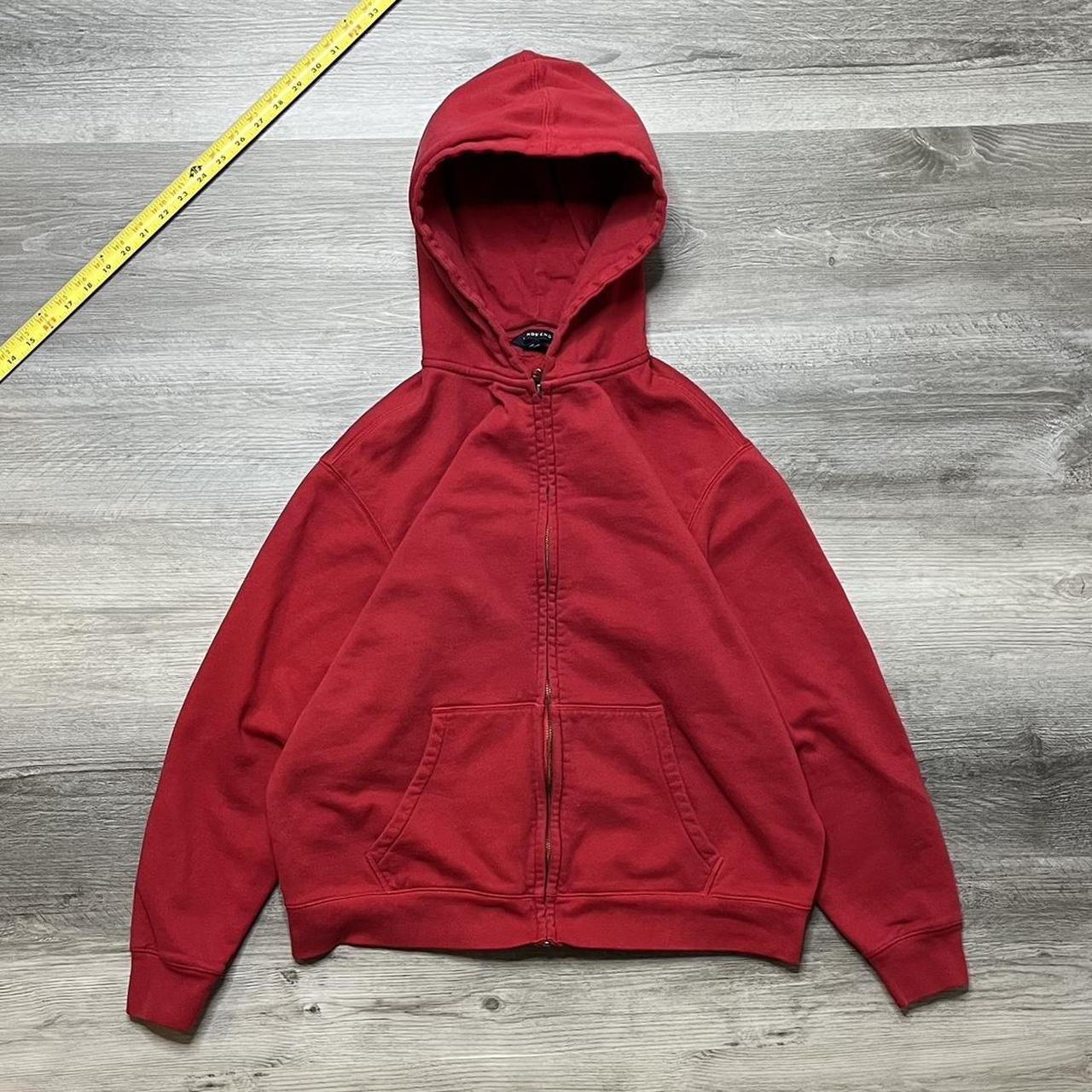 Blank Red faded boxy fit zip up hoodie. In good... - Depop