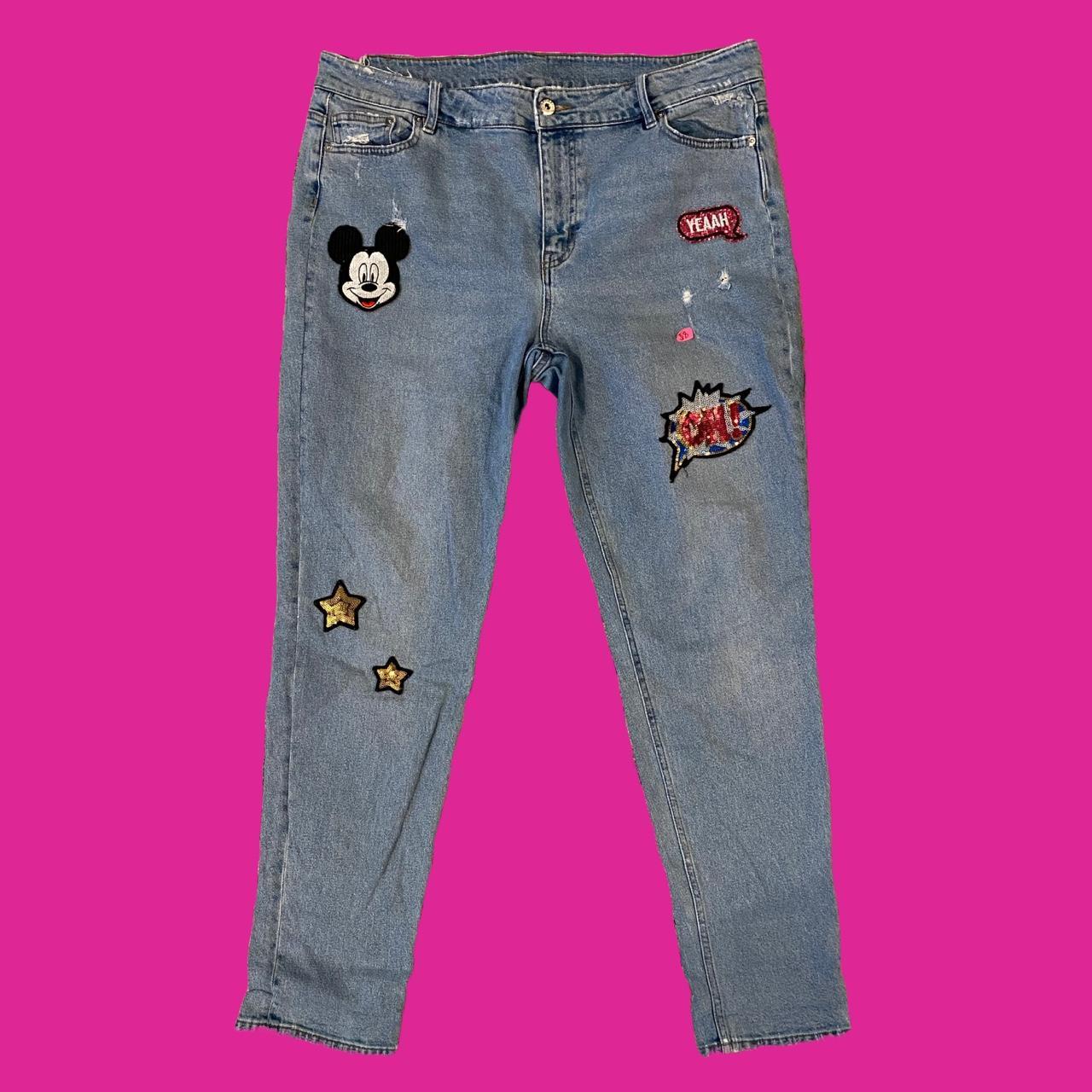 H M Divided Disney Mickey Mouse blue jeans with. Depop