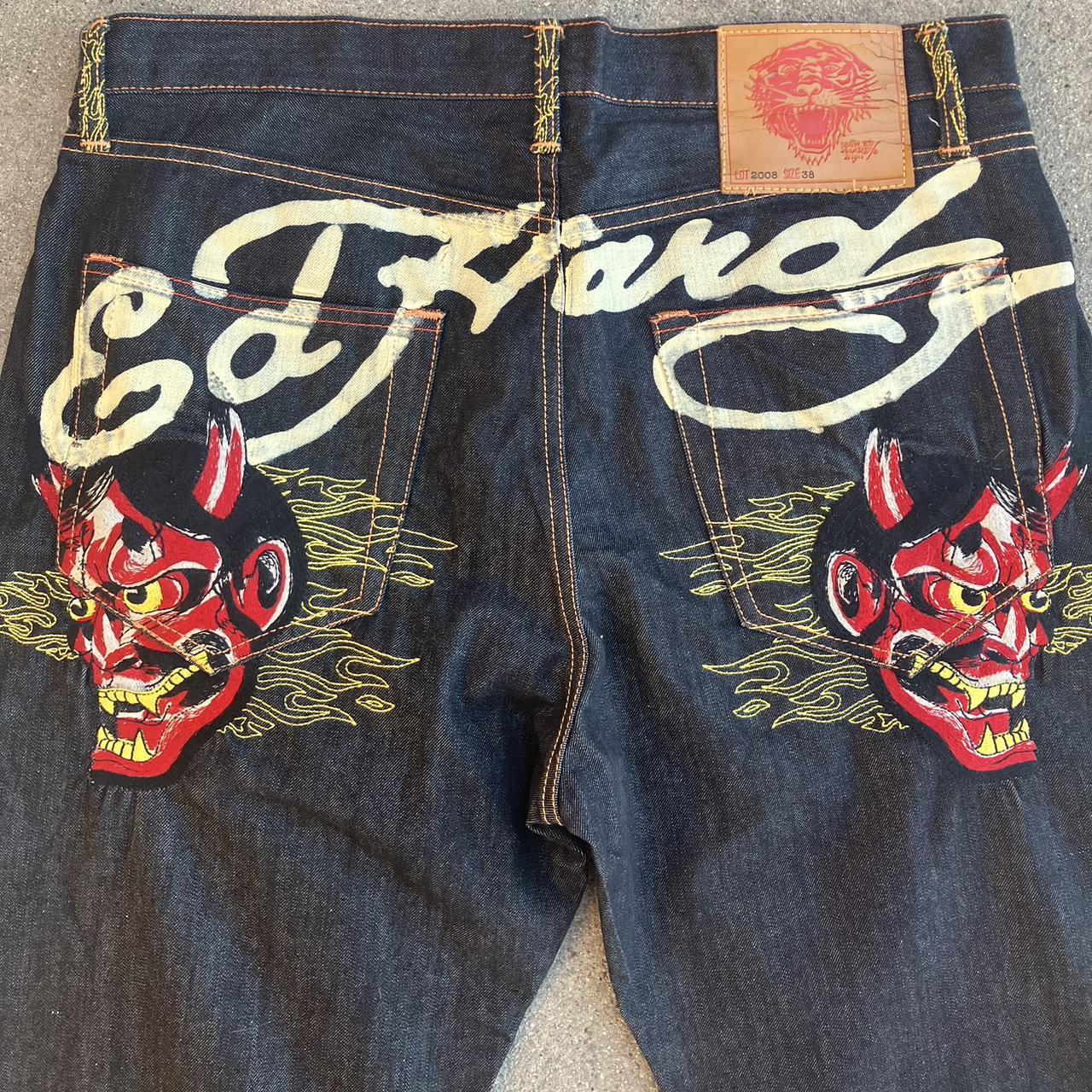 Sz 38 2008 ED HARDY shops UNUSUAL DENIM SHORTS