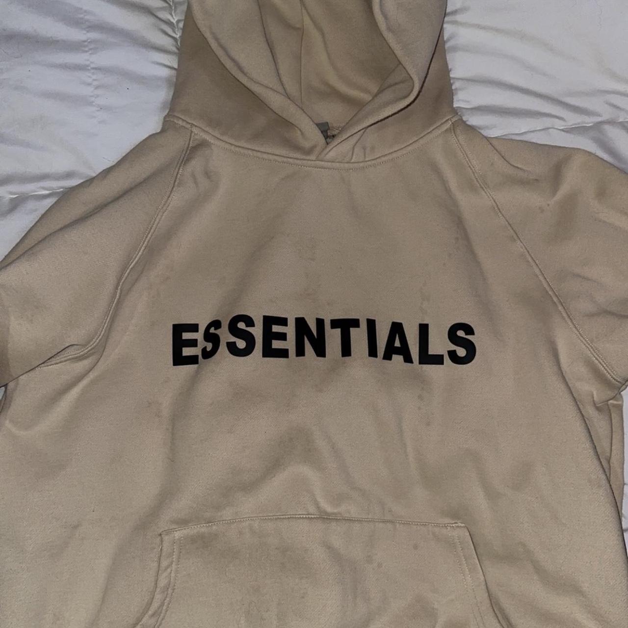 Essentials Men's Cream Hoodie Depop