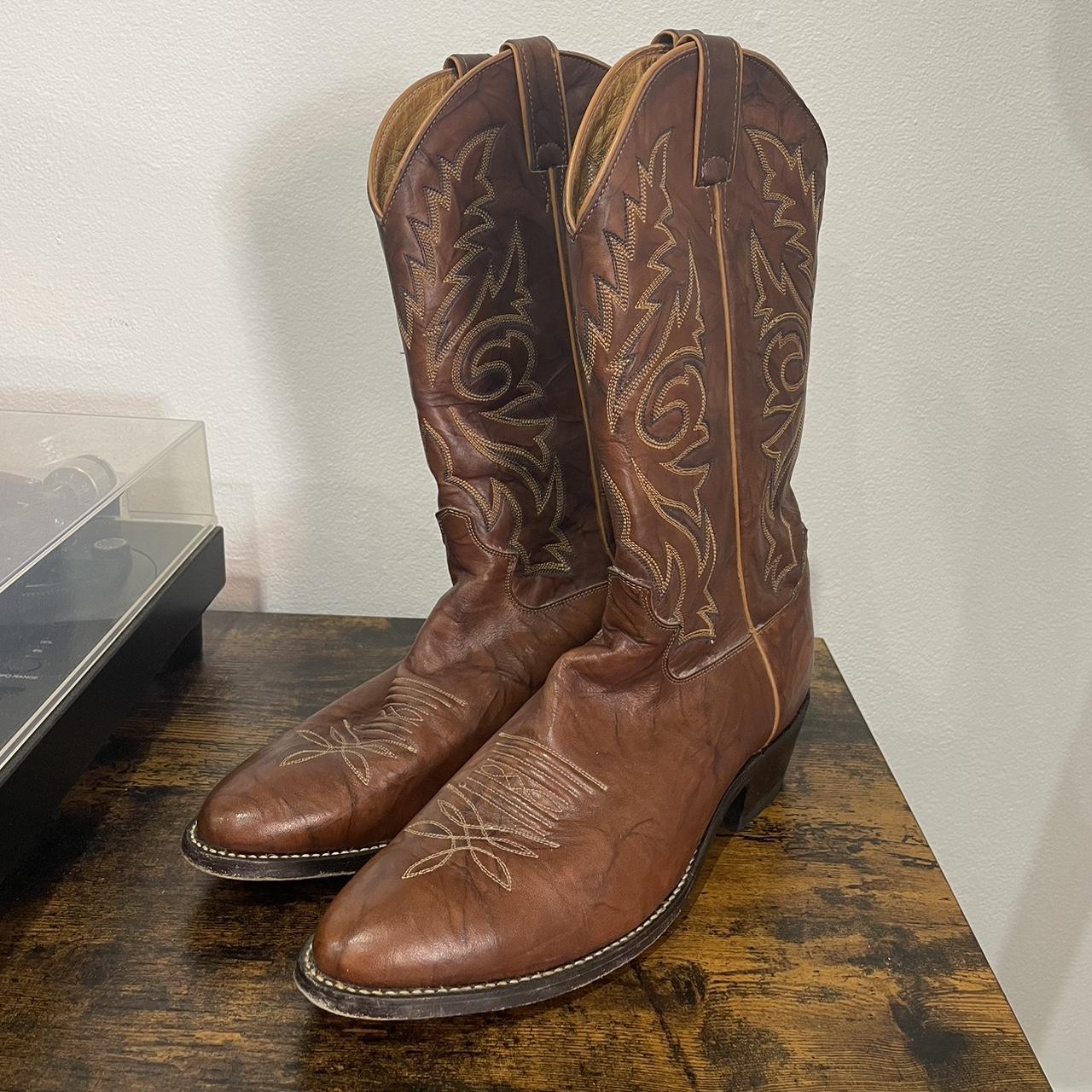 Vintage Justin 1560 Chestnut Marbled Deerlite Cowboy Depop