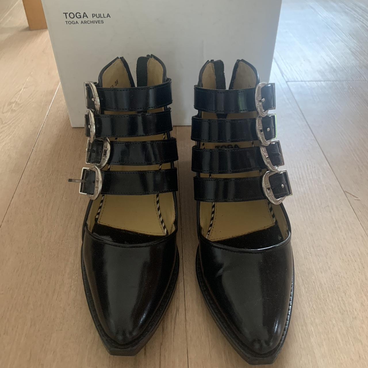 Toga Pulla Metal Buckel Leather Shoes Size 36... - Depop