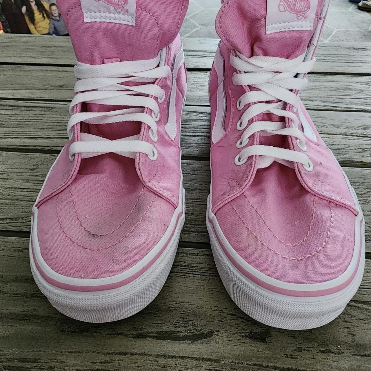 pink high-top vans fair condition, only worn once or... - Depop