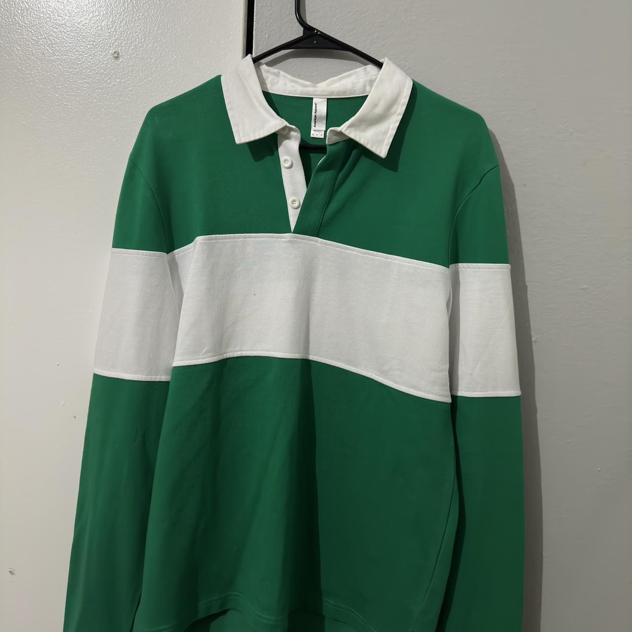 American Apparel Men's Green and White Shirt | Depop