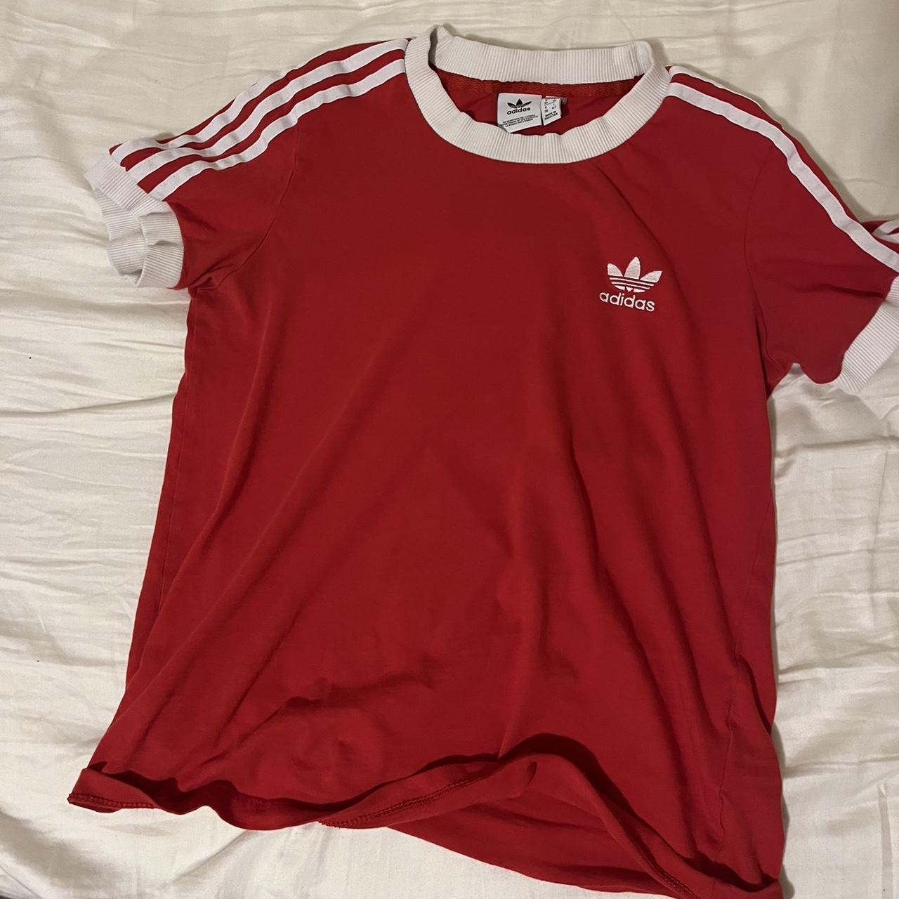 small red adidas baby tee - Depop