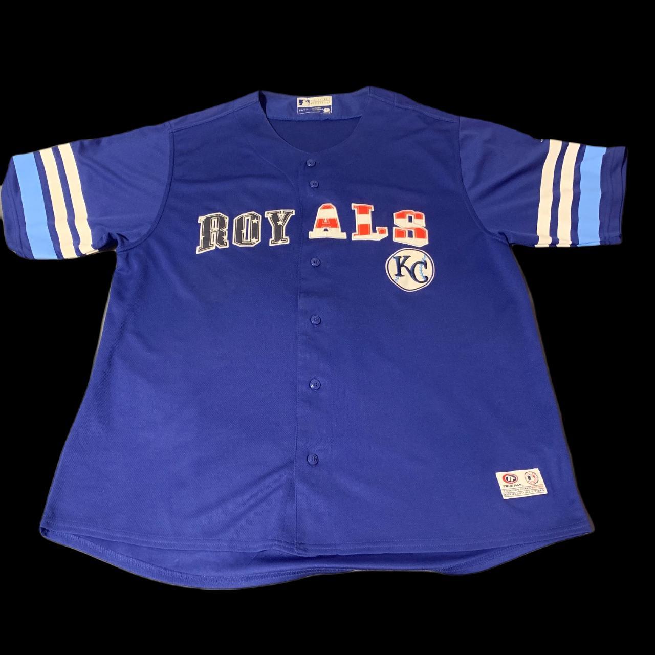 KC Royals Shirt Mens Size Medium Blue Long Sleeve Majestic Kansas