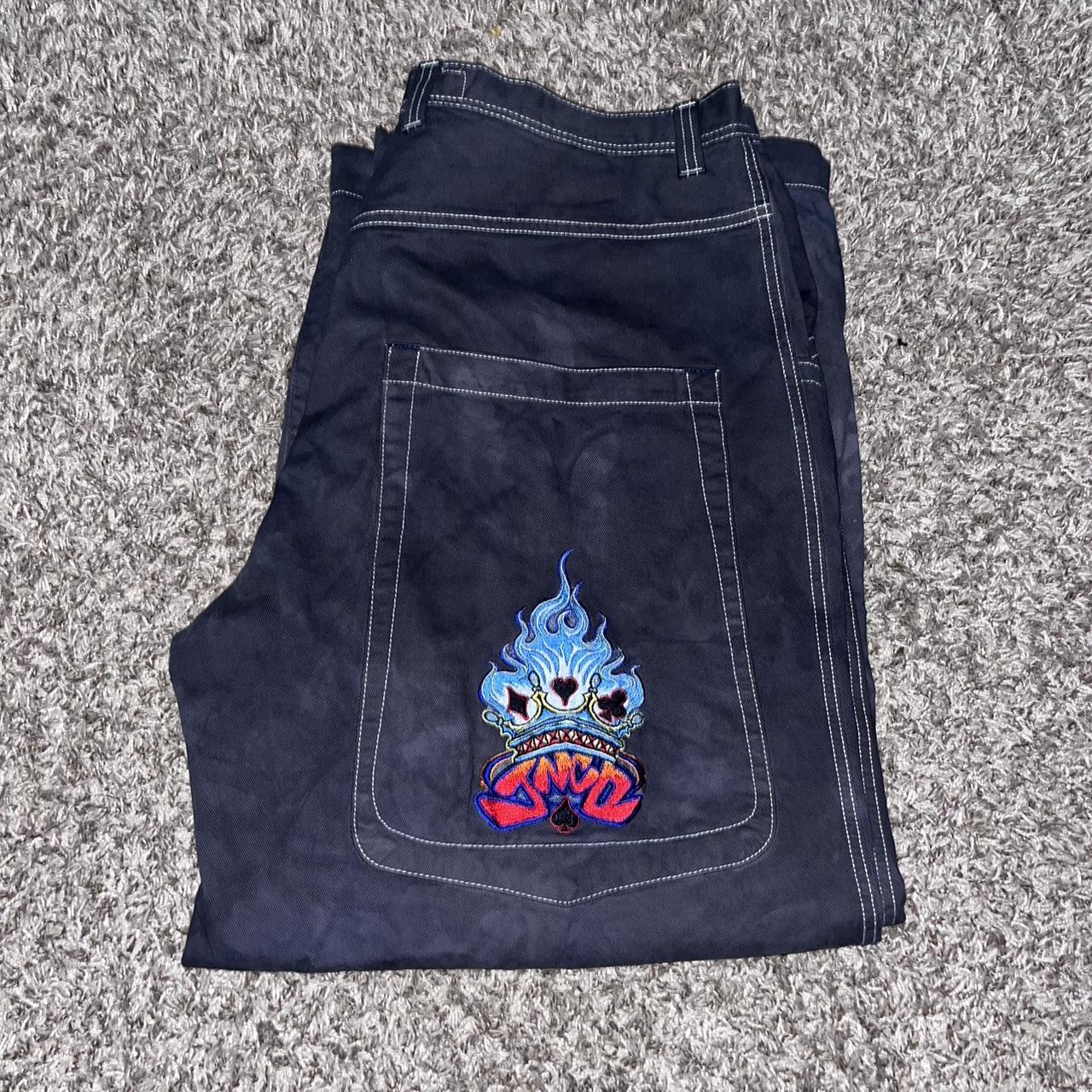 Vintage JNCO FLAMING ACE jeans 🔥♠️ Dyed grey looks... - Depop