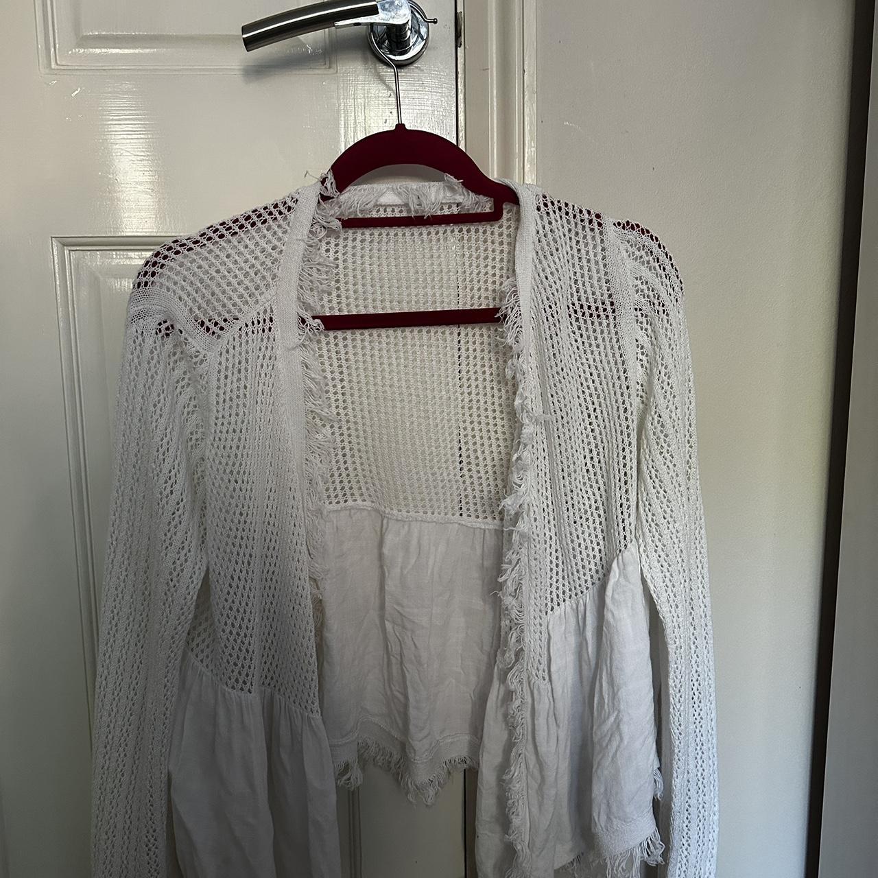 french connection boho summer cardigan with frayed... - Depop