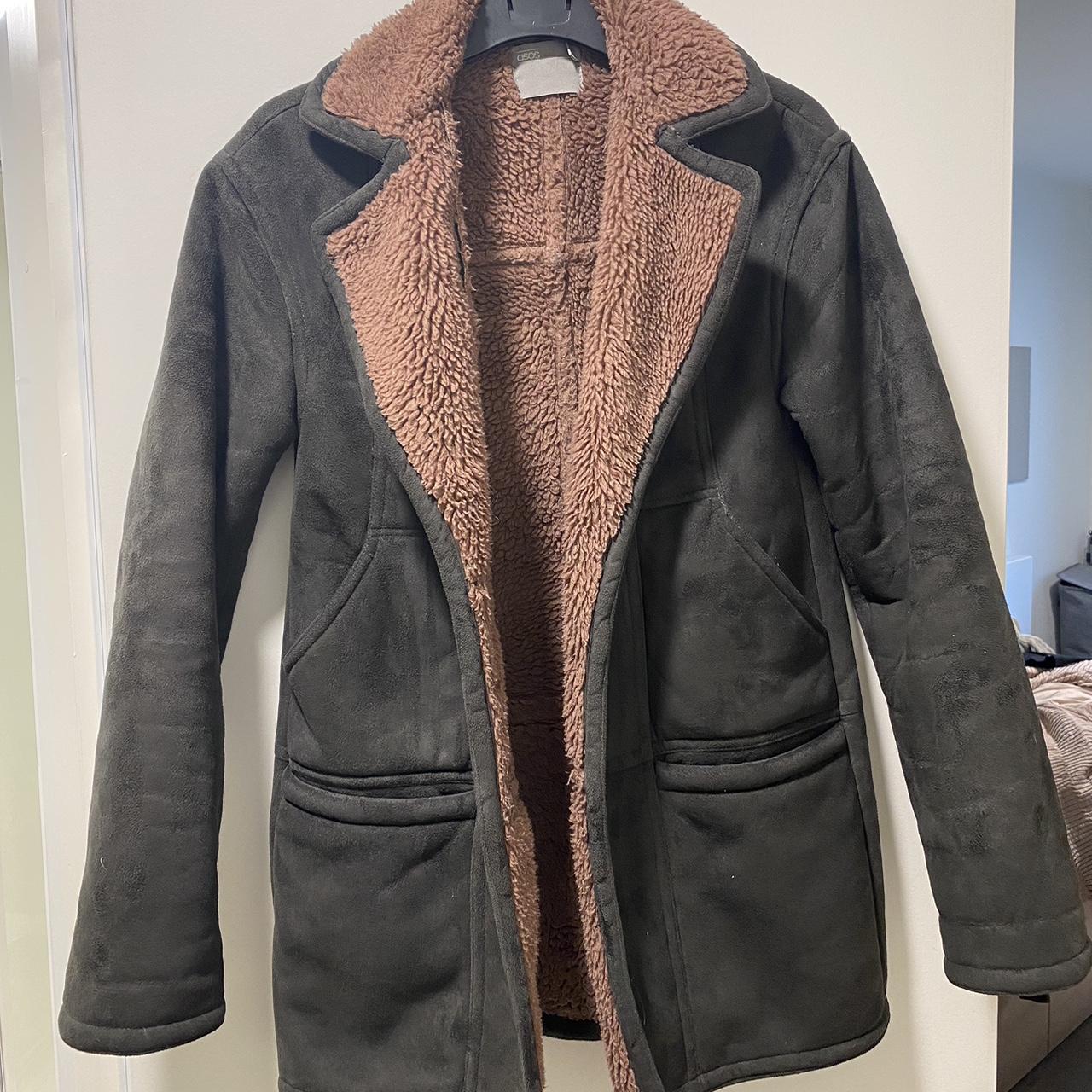 ASOS suede jacket with teddy fleece lining, and big... - Depop