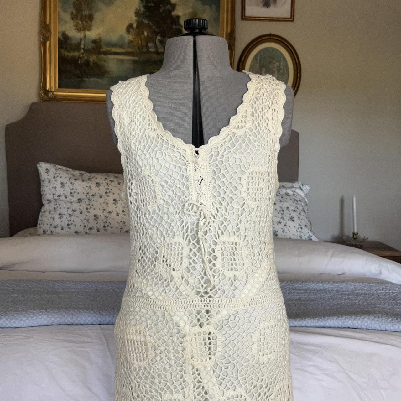 Crochet midi dress 🤍 size: large brand: Monroe and... - Depop