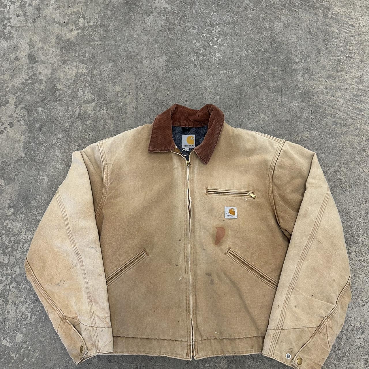 Carhartt Perfectly Faded Tan Detroit Jacket Size... - Depop