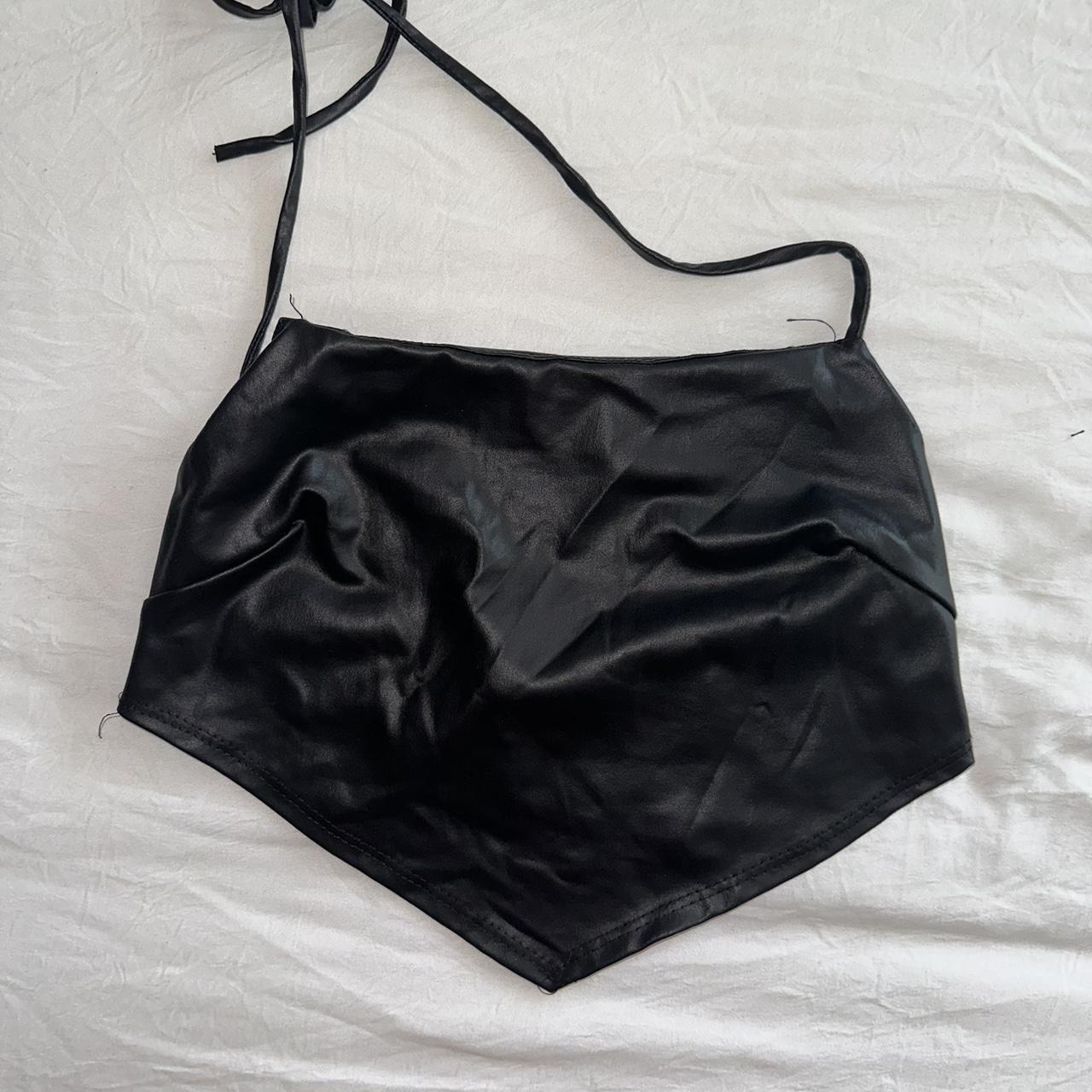 Charlotte Russe Black Faux Leather Bandana-Style... - Depop