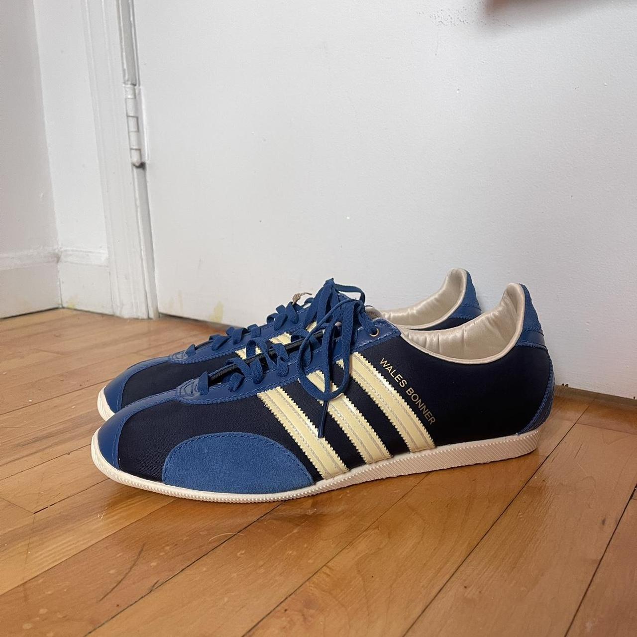 Wales Bonner Men's Navy and Blue Trainers | Depop