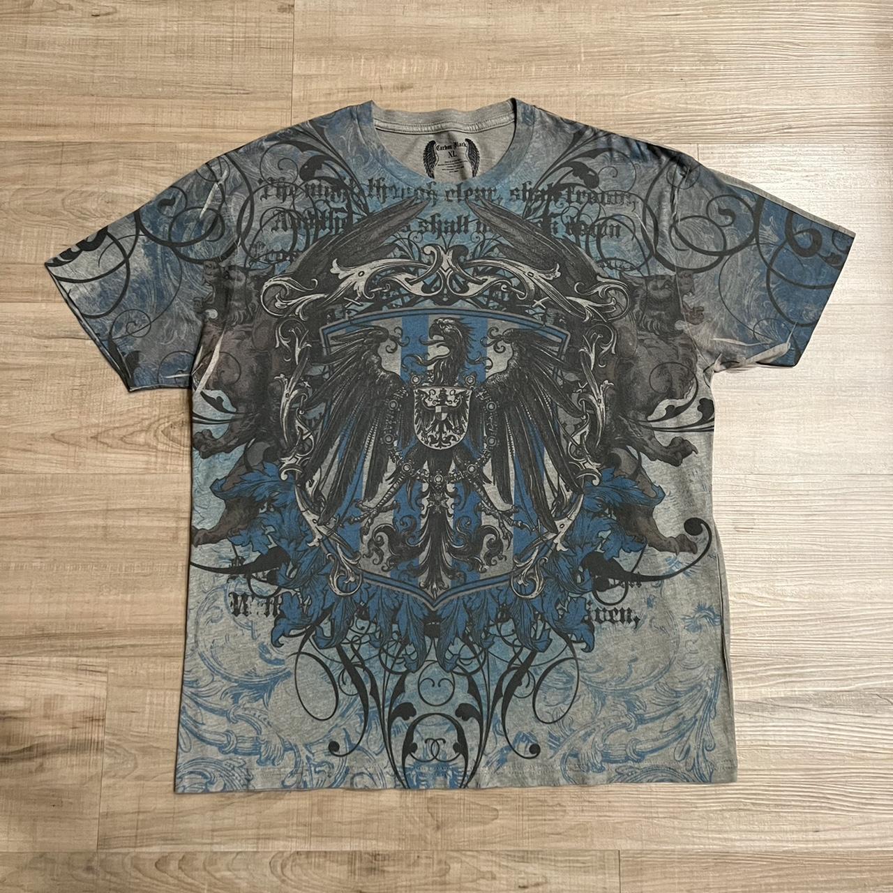 Carbon Men's Blue and Grey T-shirt