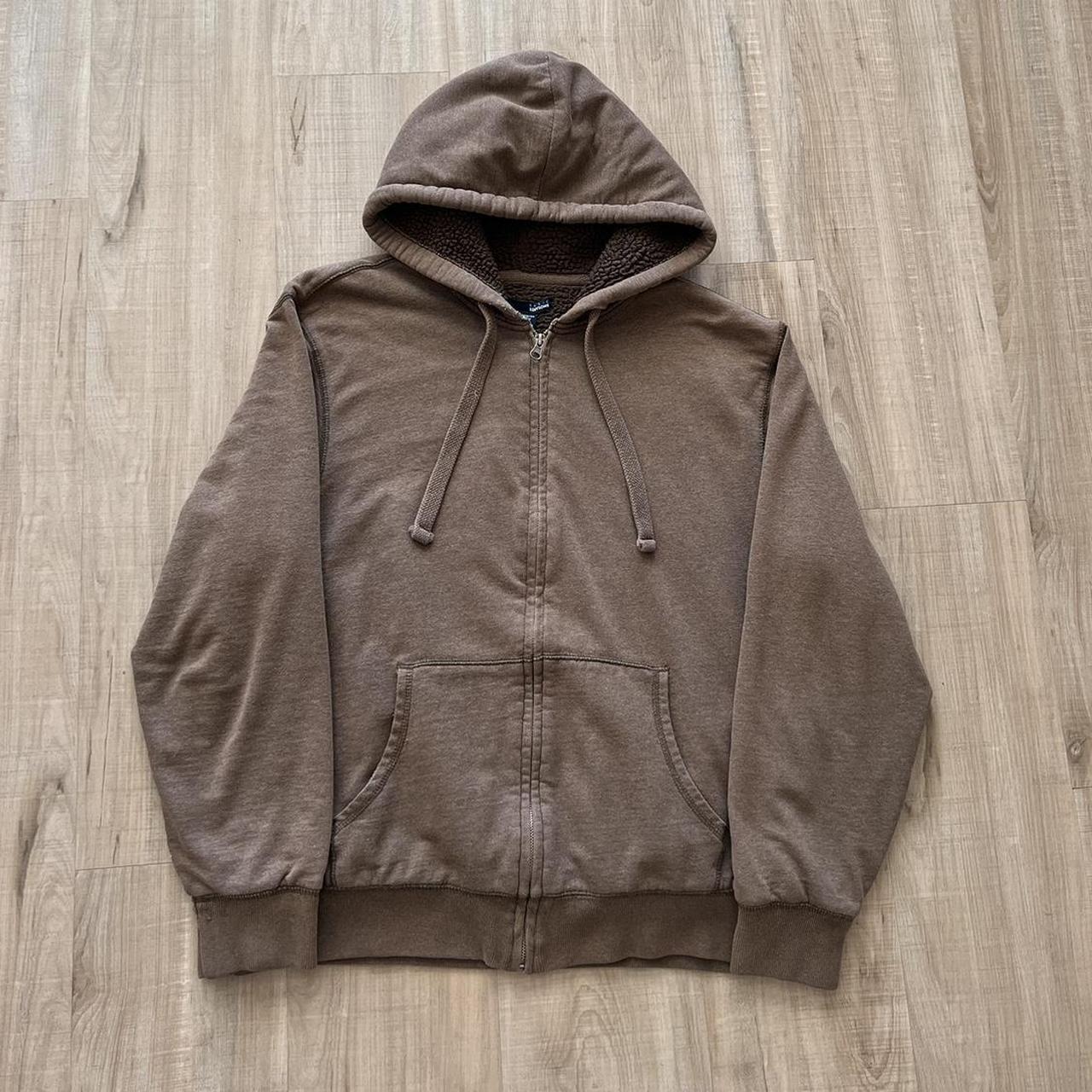 y2k grunge 2000s brown blank zip up skater... - Depop