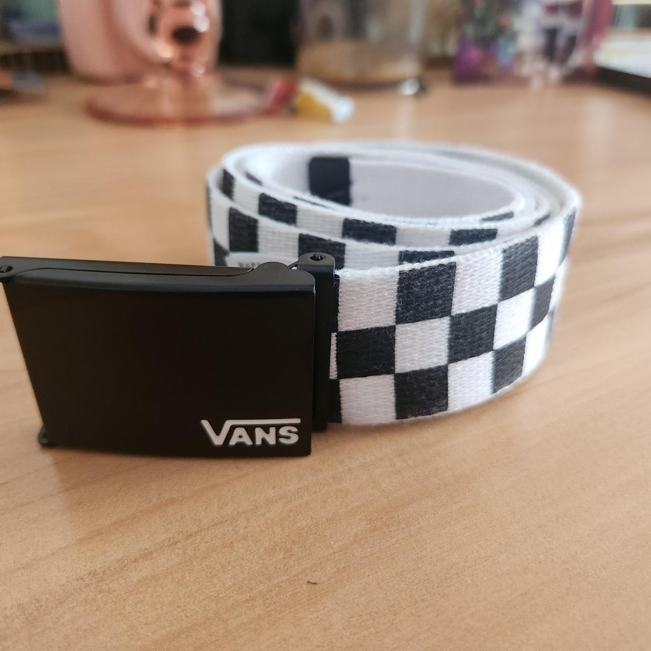 Vans black and hot sale white checkered belt