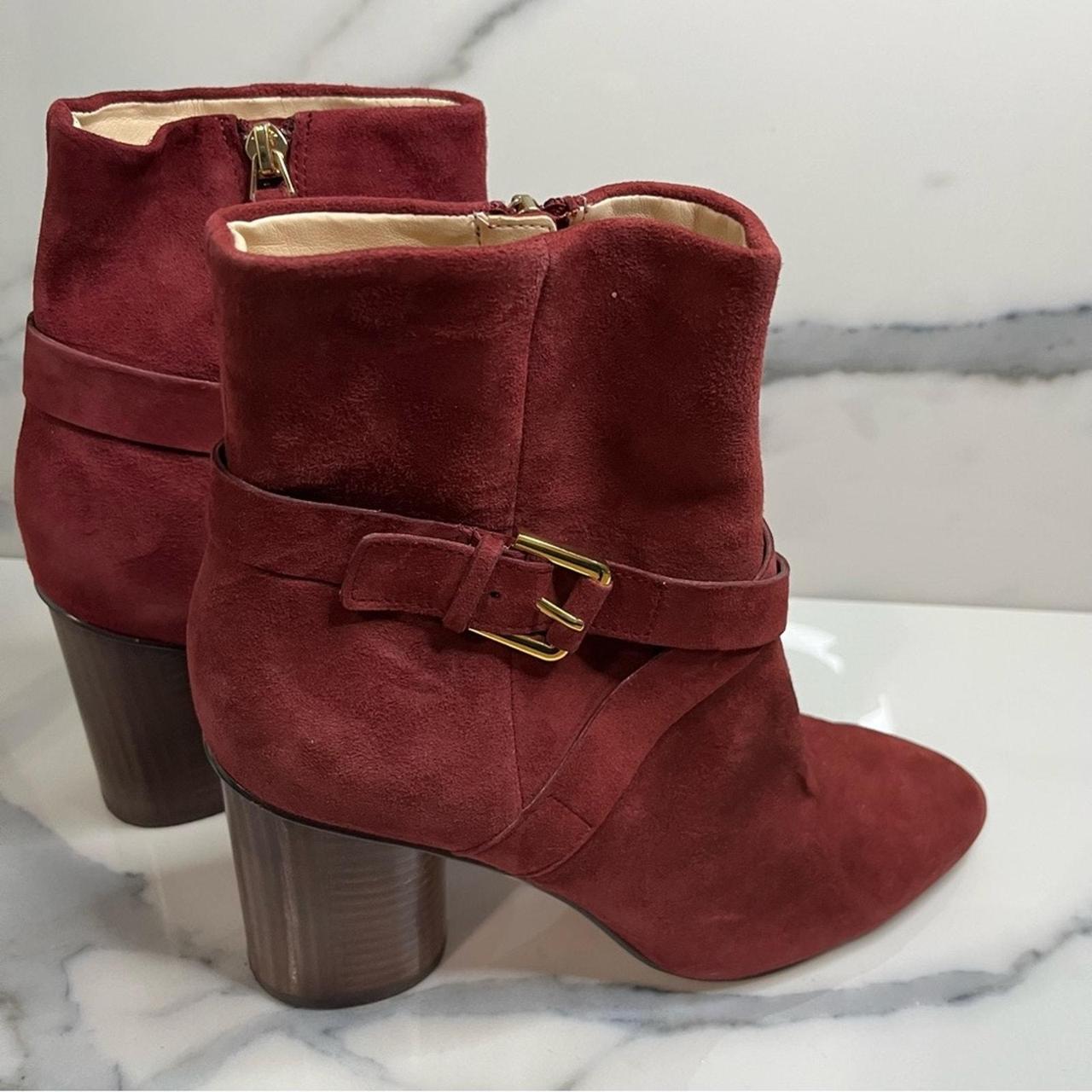 Nine West Red Leather Stacked Heel Cavanagh Boots. Depop