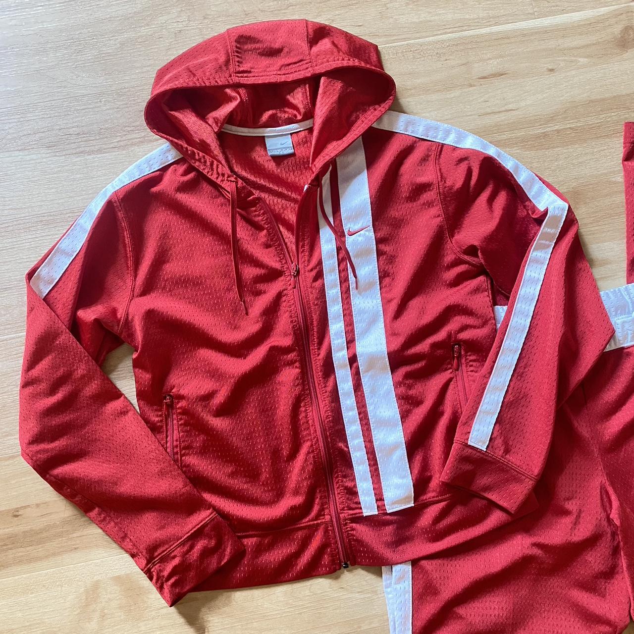 Early 2000's red and white Nike zip-up tracksuit Depop
