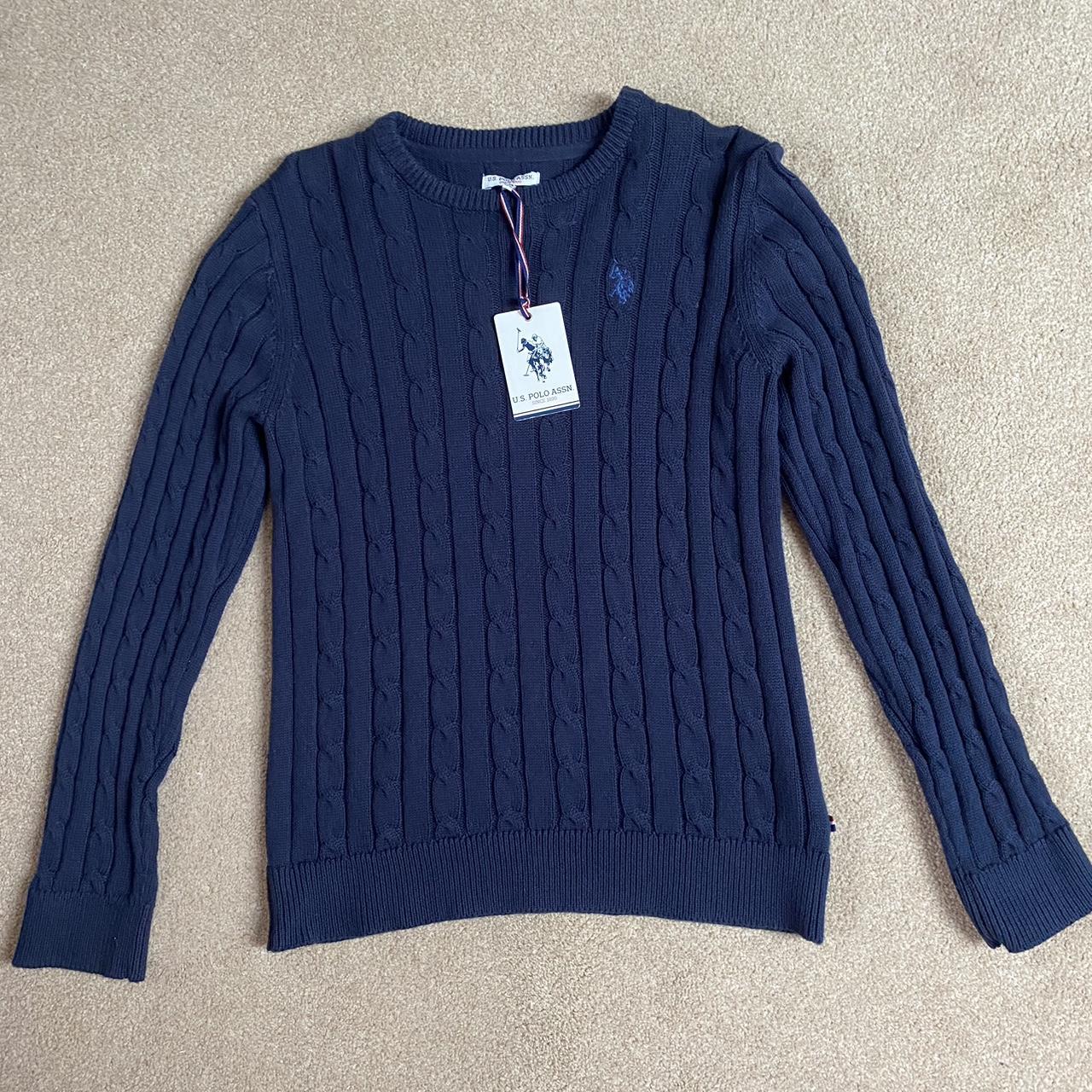 Polo Assn cable knit jumper Colour: navy Size:... - Depop